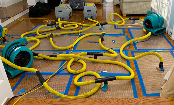 Professional Flood Damage Restoration technician working in Perris, CA